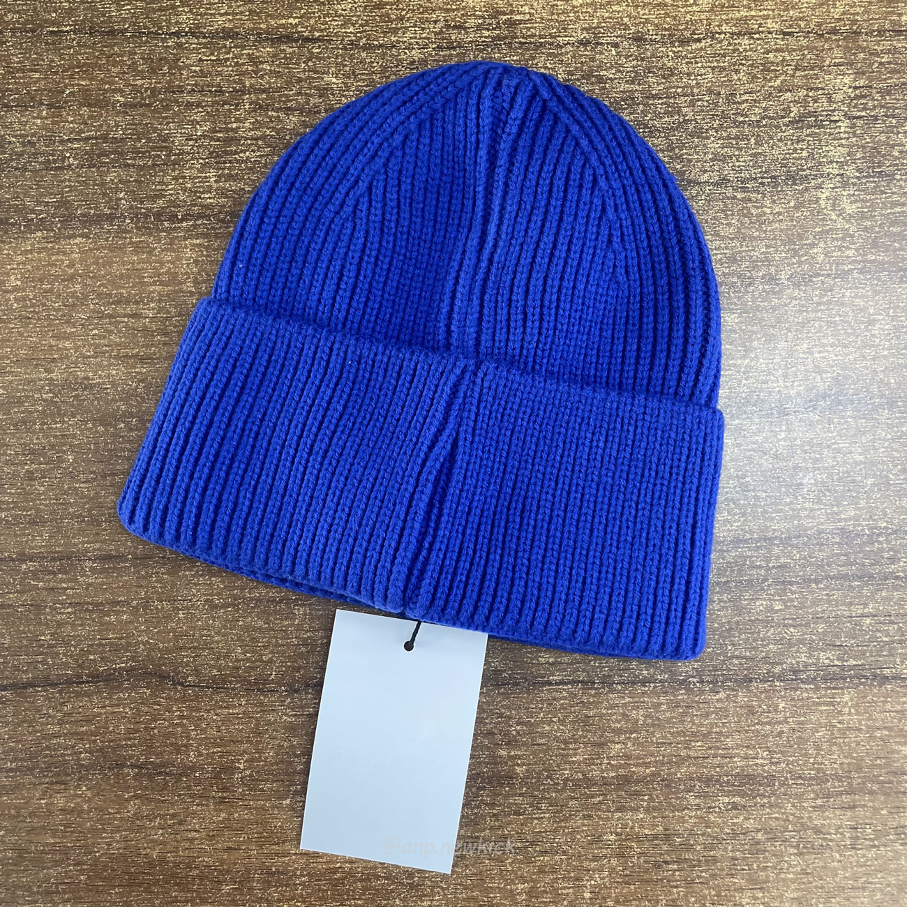 Moncler Logo Patch Ribbed Knit Beanie Black Blue (8) - newkick.app